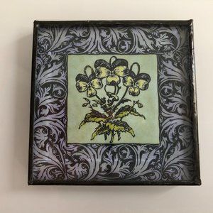 Hand-made Beveled Glass Violets Floral Paperweight